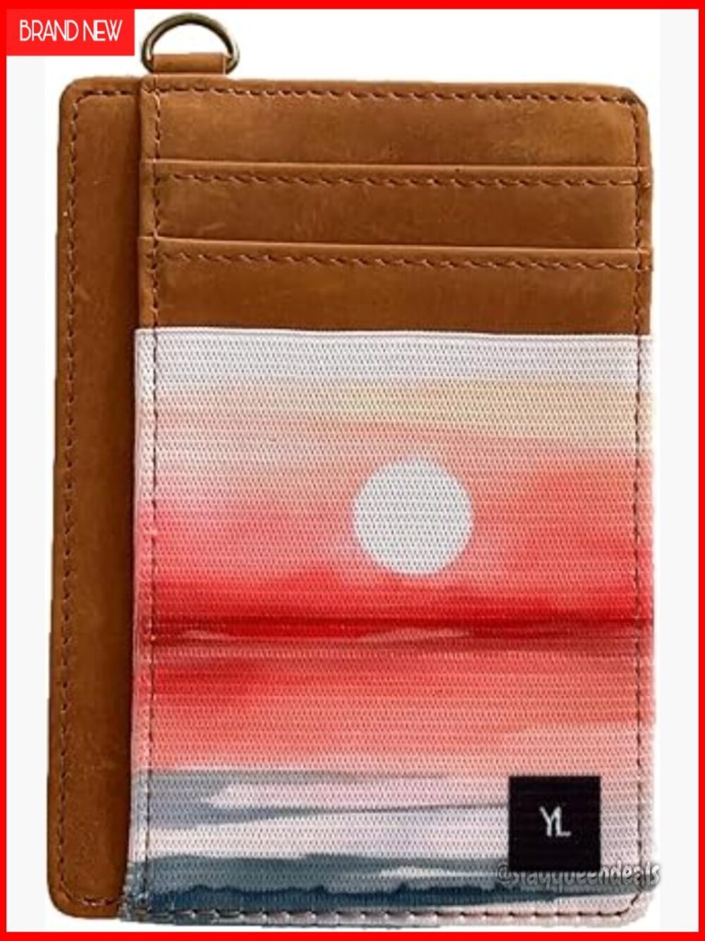 Slim Leather RFID Blocking Card Case with Keychain Wristlet